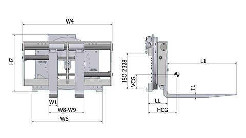 Rotating fork positioner with pin-type forks 360° (PFR)