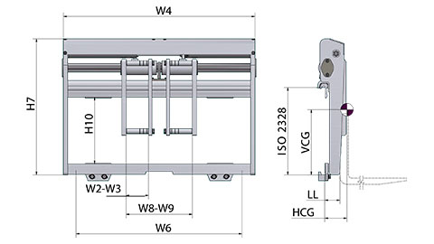 Fork positioners with bar-mounted FEM fork carriers with separate sideshift (PL-T)