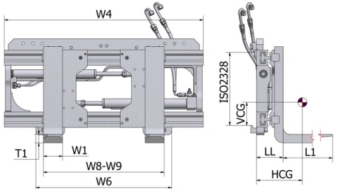 Fork positioner with integrated forks without sideshifter (PKF.SIN)